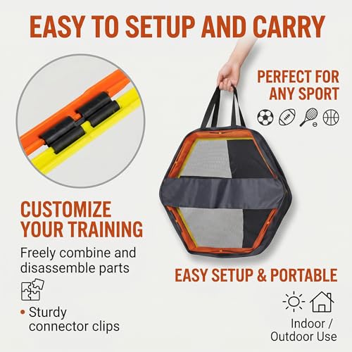 Japard Hex Agility Rings for Speed Training & Agility Footwork Training Speed Hurdles Ladder with Carrying Bag - style: Twelve (12) rings