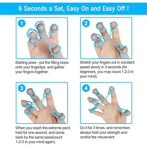 Fanwer Finger Strengthener & Finger Stretcher Hand Extensor Exerciser Set for Arthritis Carpal Tunnel Exercise to Improve Grips Performance for Elderly (3 Levels)