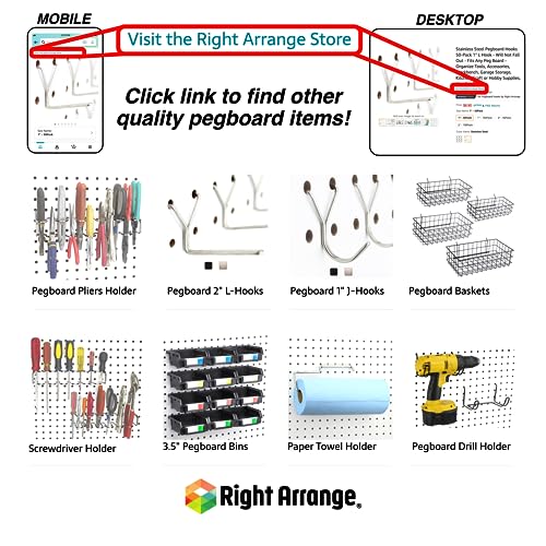 Peg Board Hooks for Hanging Tools with Bins and Baskets – Tool Organization Accessories Kit – Organizer Set of 1 inch, 2 inch, 4 inch L Hooks, J Hook, Pliers Rack, Screwdriver Holder - size: Set w/ Baskets+Bins