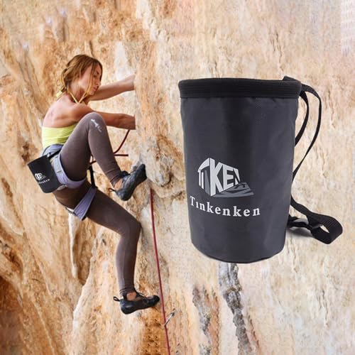Rock Climbing Chalk Bag | Drawstring Rock Bucket Bag - High Capacity, Leakproof Magnesia Sack with Adjustable Carabiner, Rock Climbing Gear Equipment for Weight-Lifting