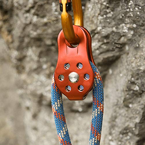 26KN Aluminum Climbing Pulley with Bearing Rotation for Rope | Rescue Hauling Applications, Arborist Rigging Equipment, Hitch Hole Design, Rappelling System Component