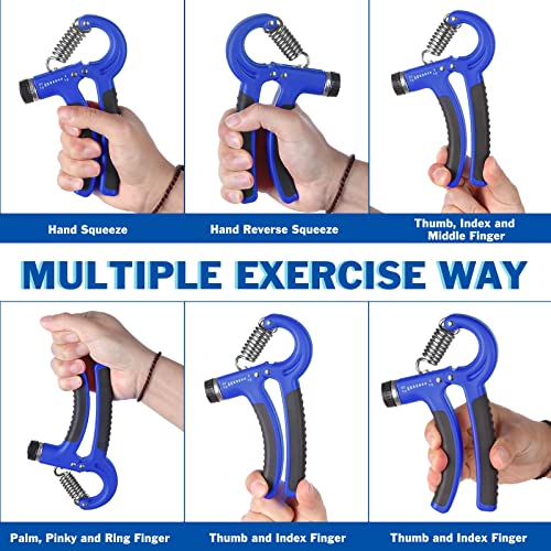 AIXPI Grip Strength Trainer, Hand Grip Exerciser Strengthener with Adjustable Resistance 11-132 Lbs (5-60kg), Forearm Strengthener, Hand Exerciser for Muscle Building and Injury Recover 1 PACK - color: Blue