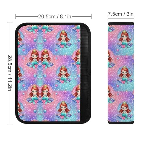 2PCS Mermaid Pink Car Seat Belt Pad Universal Soft and Comfortable Harness Pads Strap for Kids, Car Seats Pushchair Strollers High Chair Pushchair - color: Pattern 673