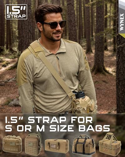 WYNEX Shoulder Strap, 55 inch Universal Bag Strap Replacement with Pad | Single Shoulder Strap with Detachable Thick Pad, Crossbody Bag Strap for Tactical Pouch Tool Bag Messenger Bag Luggage Duffle - color: Khaki, size: 1.5“ Strap
