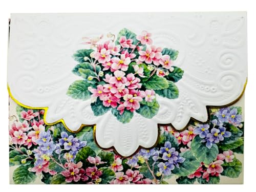 Poster Foundry Set of 3 - Pink and Blue African Violets Boxed Note Cards by Carol Wilson NCP2201 - color: Floral - Violets, style: 3 gift box sets / 30 cards total