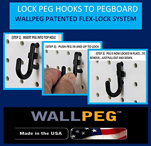 Wall Peg Hook Kit - 100 Pegboard Hooks Tool Storage Garage Organizer Choice B/W (50, White)