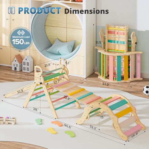 10-in-1 Pikler Triangle Set, Climbing Toys for Kids Rose Garden - color: Rose Garden