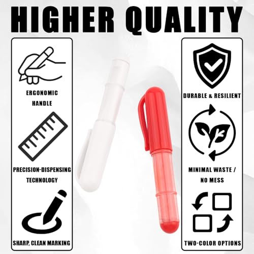 2 PCS Sew Fabric Chalk Markers, Red & White Fabric Chalk Pencil Erasable Tailor Chalk for Sewing and Quilting, Crafting, Erase Tailors Liner Pen for Cloth, Leather