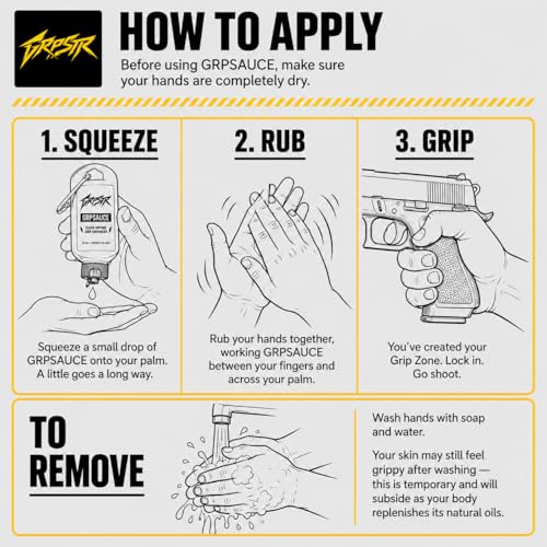 GRPSAUCE Liquid Chalk Alternative for Shooting Sports | Clear Drying Grip Enhancer for Pistols & Rifles | Non-Corrosive, Gun-Safe | No Chalk Residue | Competition Ready | 50ml Carabiner Clip Bottle