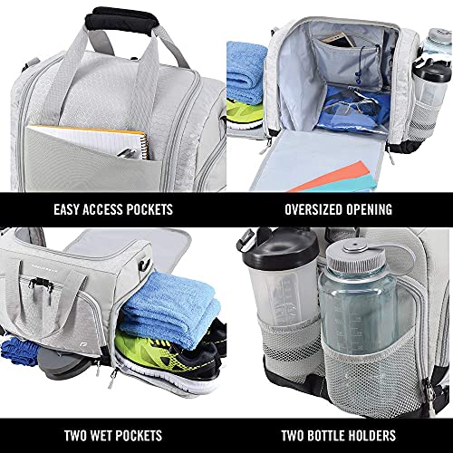 Ultimate Gym Bag 2.0: The Durable Crowdsource Designed Duffel Bag with 10 Optimal Compartments Including Water Resistant Pouch - color: Silver, size: Small (15")