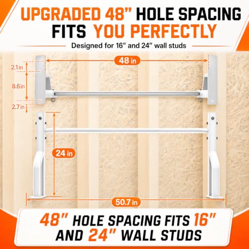 2026 Upgrade Pull Up Bar Wall Mounted - 600 lbs Heavy Duty Strength Training Pull-Up Bars, Ideal Rogue Pull Up Bar for Home and Commercial Gym, Easy Installation Chin Up Bar, Versatile Garage Pullup Bar - color: White