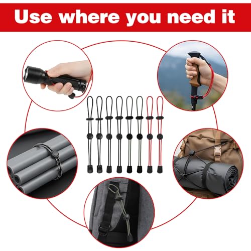 8 Pack Backpack Hiking Stick Holders, Backpack Accessories Gear Bungee Straps, Climbing Stick Holder Elastic Rope Fasteners Lanyard Fixing Buckle for Trekking Pole Walking Camping Equipment (4 Colors)
