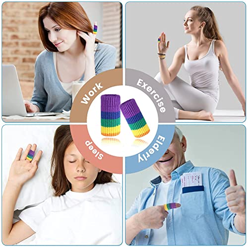Finger Compression Sleeves, 10 Pcs | Finger Protectors Cots for Arthritis Swelling Basketball Sport, Breathable Elastic - color: Rainbow