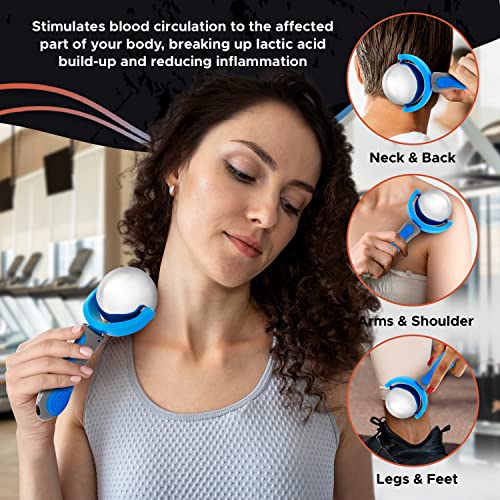 Cold Massage Roller Ball | Cold Therapy | Ice Roller Ball with Handle | cryo Stick | Relieve Muscle Pain (Blue) - color: Blue