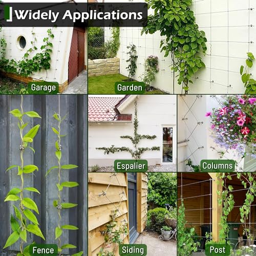 Wire Trellis Kit, 30-Set 5/64”(2mm) Crosshead Kit with 150ft Cable | T316 Marine Grade Stainless Steel, Wall-Mounted Cable Trellis for Climbing Plants Outdoor, Garden Fence Espalier System - size: 30 Sets