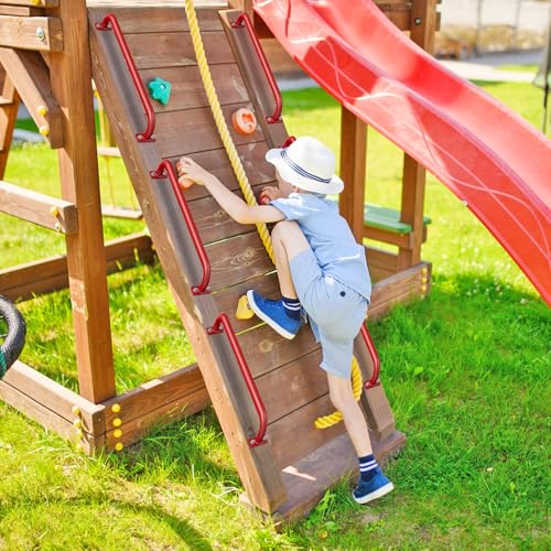 SELEWARE 30" Red Playground Ladder Handle Metal Playset Handles Grab Bars | 500LB 2Pcs Heavy Duty Steel Kids Playground Handles for Indoor/Outdoor Ladder Handrail Swing Set Treehouse Rock Climbing Wall - color: D: red-30"-2 Pcs