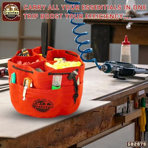Graintex 18 Pockets Grab Bag Rip-stop Canvas Drawstring Closure, Small Part Organizer Pouch, Small Tools, Screws, Parts, Parachute Tool Bag for Efficient Storage - Red - color: Red