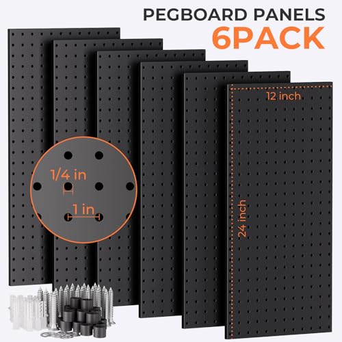 INCLY 48x36 Inch Metal Peg Board Kit 1/4" Pegboard Hooks Accessories | 6PCS Peg Board Panels, 234PCS Pegboard Accessories, Black Pegboard Wall Organizer, Tool Storage System for Garage Workbench - size: 48x36 Inch