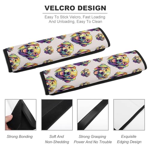 2 Pack Golden Retriever Dog Car Seat Belt Pad Universal Soft and Comfortable Harness Pads Strap for Adult Use, Most Cars, Easy Install (No Tool) - color: Pattern 679