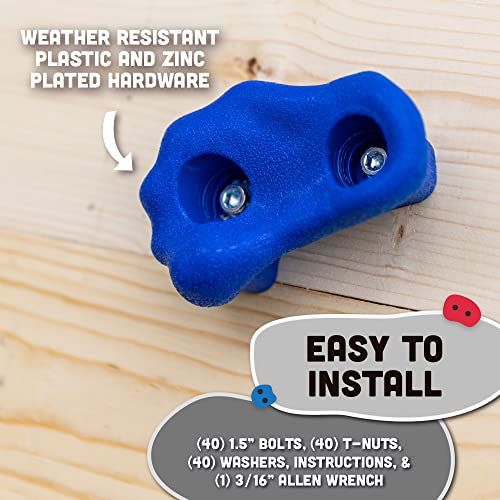 Squirrel Products Rock Climbing Holds for Kids, Deluxe Extra Large Climbing Rocks with Mounting Hardware - DIY Rock Wall Indoor & Outdoor Playground Accessories Wall Climbing Kit - Ages 3+ - style: 20 Pack