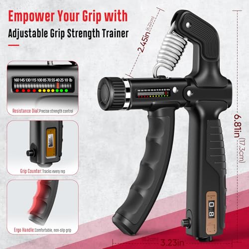FitBeast Grip Strength Trainer, Hand Gripper Strengthener Kit - 6 Pack with Adjustable Resistance Forearm Strengthener, Forearm Exerciser and Massage Balls for Hand Therapy, Grip Training - color: Black