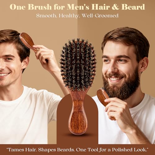 Small 100% Boar Bristle Hair Brush Since 1965 British Craftsmanship | Handmade Natural Wooden Travel Hairbrush/Beard Brush, Soft Bristles Gentle Smoothing Women Men Kids Thin Fine Hair, Portable - size: Small