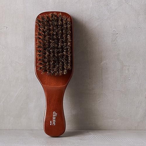 Diane Premium 100% Boar Bristle Club Wave Brush for Men and Barbers – Medium Bristles for Thick Coarse Hair – Use for Detangling, Smoothing, Wave Styles, Soft on Scalp, Restore Shine and Texture - style: Club Brush