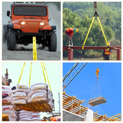 Shappy 2 Pcs 10' x 1" Lifting Sling Straps Heavy Duty Lifting Nylon Sling Web Slings Tree Saver Recovery Strap for Constructions, Steel, Trailer - size: 10' X 1"