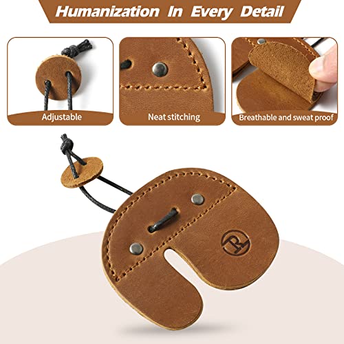 Leather Archery Finger Tabs,Handmade Archery Finger Guard for Shooting Practice Gear, Recurve Bow Fingers Tab - color: Yellow Brown