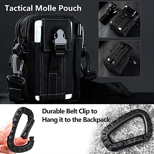 ofone Small Tactical Molle Pouch, Military Waist Pouch EDC with Smartphone Holster Holder Utility Gadget Belt Bag for Outdoor - color: Black