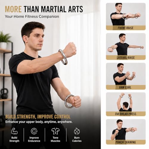 ZooBoo 2pcs Wing Chun Stainless Weighted Steel Training Rings | Pair Of Stainless Steel Rings, Yeung Sau Training, Sticky Hands Practice, Wing Chun, Wing Tsun, Siu Lim Tao, Grip Strength - size: Diameter 8.5 CM (3.35 inches)
