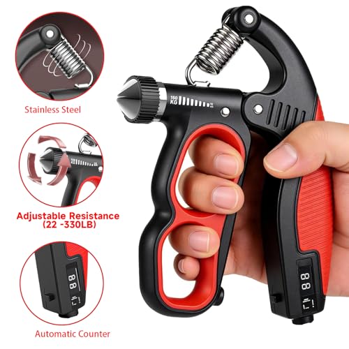 Hand Gripper Strengthener, 22-330LB Adjustable Resistance Grip Strength Trainer with Counter, Forearm Exerciser for Injury Recovery and Muscle Building - color: Green