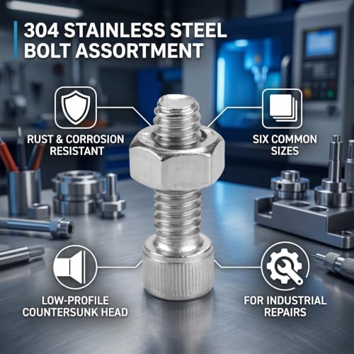 Garosa 140pcs Stainless Steel Hex Socket Head Bolts #10-32 Hex Screw Assortment Kit 6 Different Sizes with Storage Case