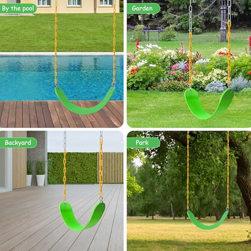 Sunnyglade 2PCS Swings Seats Heavy Duty with 66" Chain, Playground Swing Set Accessories Replacement with Snap Hooks, Support 250lb (2, Grass Green) - color: Grass Green