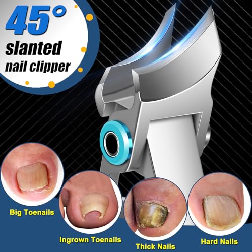 Toenail Clippers for Seniors Thick Toenails, 2026 Large Toe Nail Clippers for Men Thick Nails with Wide Opening, Sharp Heavy Duty Ingrown Toenail Clippers Nail Cutter Long Handle with Slanted Blade - color: Sliver&black 5pcs