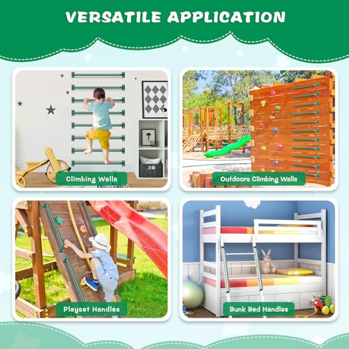 SELEWARE 42" Green Playground Ladder Handle Metal Playset Handles Grab Bars | 500LB 2Pcs Heavy Duty Steel Kids Playground Handles for Indoor/Outdoor Ladder Handrail Swing Set Treehouse Rock Climbing Wall - color: D: 42"-2 Pcs-green