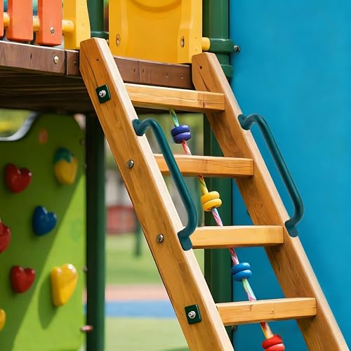 17 Inch Green Playground Handles Indoor Kids Monkey Bar Ladders 6Pcs | Heavy Duty Solid Metal, Non-Slip Matte Green Powder Coating, Comfy Secure Hand Grips for Playset Swing Set Climbing Frame - color: Green-6pack