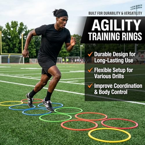 30 PCS Agility Rings Speed Training Set: 15" Exercise Speed Circle Jump Hoops for Soccer Football Footwork Coordination Speed Drill and Athletic Training Equipment