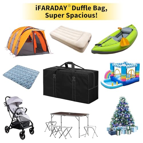 iFARADAY 130L Extra Large Travel Duffle Bag, 35 inch, Black