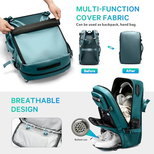 FUTURE AESTHEICS Travel backpack Carry-on Travel Backpack For Women Men Flight Approved Business Weekender Overnight Waterproof Daypack (Blue) - color: Blue