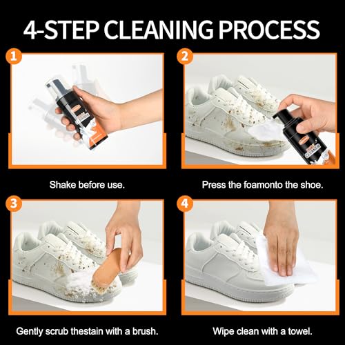 White Sneaker Shoe Cleaner Kit Tennis Shoe Cleaning Foam Brush Kit