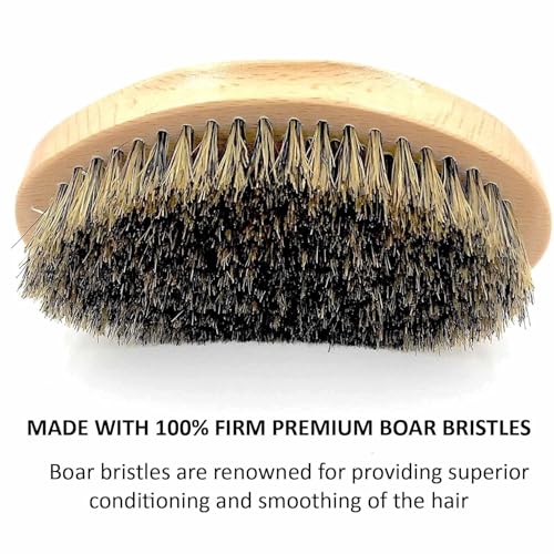 Parker Natural Boar Bristle Military-Style Hair and Beard Brush | Natural Boar Bristles Help Distribute Oils While The Genuine Beechwood Handle Provides Comfortable Control For Hair.