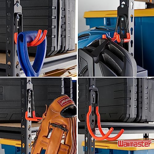Wallmaster Garage Hooks Organizer Kit,12 Pack Adjustable Heavy Duty Shelving Hook,Wall Mount Utility Steel Garage Organization, for Organizing Garden Tools - size: 12 pcs-Orange