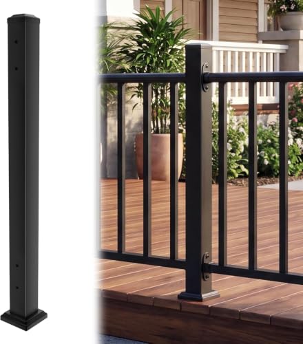 Deck Post,2.8 in. x 2.8 in. x 39 in Opposite Double Side Hole Universal Middle Railing Post with Screws Ending Support Post for Deck Porch Balcony Stair Railing System - size: 39 In Opposite Post