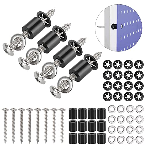 43 Set (172Pcs) Pegboard Mounting spacers and Screws Kit, Peg Boards Installation Hardware Accessories. Include Sturdy Screws, Spacers,Washers and Lock Clips for 1/8 Inch and 1/4 Inch Pegboard
