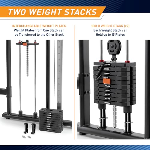 Marcy Strength Training Multi-Functional Trainer with 200 lb Weight Stacks, 2:1 Ratio Cable Pulley Station Home Gym System MFT-942