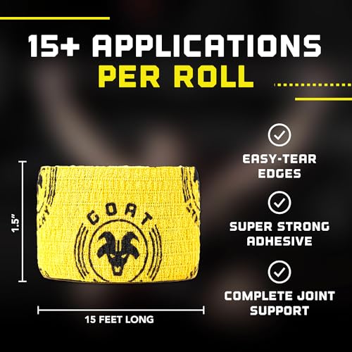 Goat Tape Super Stretchy Thumb Tape 4 Rolls and Scary Sticky Premium Athletic Tape 2 Rolls, Sticks with You Through The Toughest Fitness Workouts and Lifts