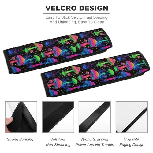 Soft Padded Seat Belt Cover for Girls and Boys, Stroller Pushchair High Chair, 2 Piece Glowing Mushroom Neon Shoulder Protector Anti-Slip Pad - color: Pattern 211