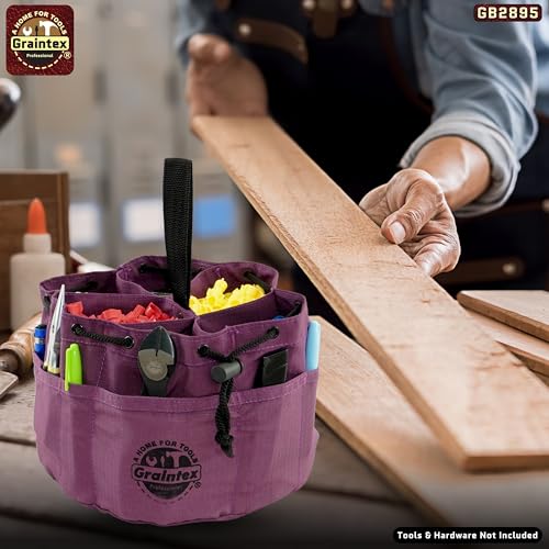 Graintex 18 Pockets Grab Bag Rip-stop Canvas Drawstring Closure, Small Part Organizer Pouch, Small Tools, Screws, Parts, Parachute Tool Bag for Efficient Storage - Purple - color: Purple
