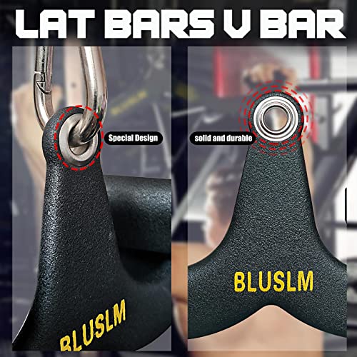 BLUSLM LAT Pull Down Bar for Cable Machine, LAT Pulldown Attachments T-bar V-bar Cable Attachment for Gym, Back Tricep Strength Training Handle - size: 2 Pieces